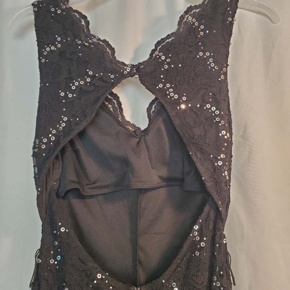 My Michelle Whimsigoth Black w/Silver Sequin Lacey Dark Fairy Long Gown Sz 3 Y2K - Picture 3 of 16